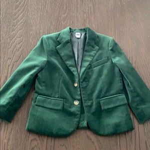 Green velvet Janie and Jack blazer. Holidays.